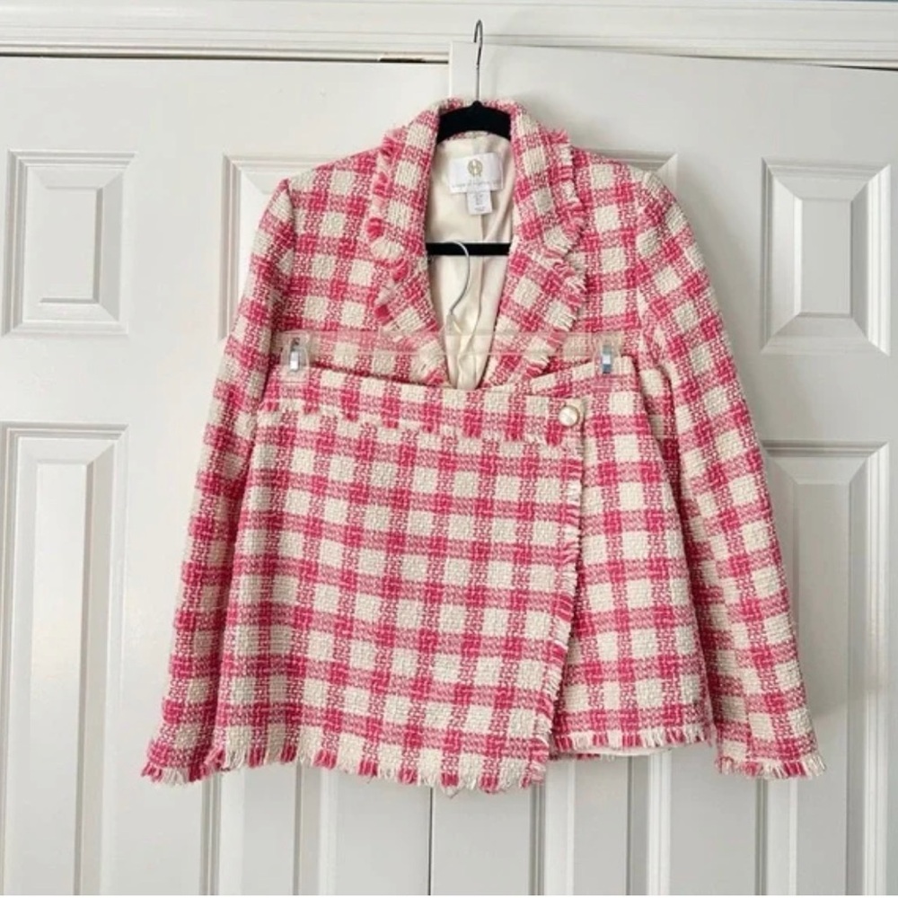 Elegant Pink Plaid Women's Blazer